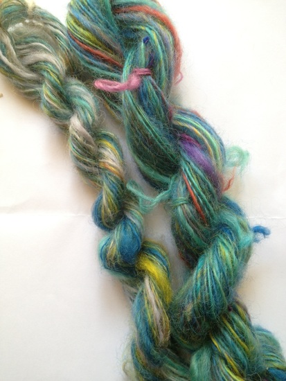 Handspun, handdyed Cotswold wool, from the Pickwick flock in Wiltshire 